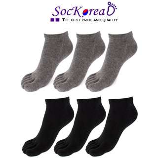 NEW 6 Pair Mens Solid Color Toe Socks Skin contact surface with 100% 