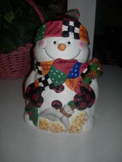 Collectible Patchwork Snowman Cookie Jar  