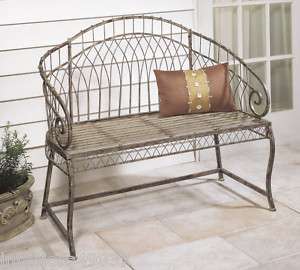 IRON Distressed SCROLL French Country GARDEN BENCH  