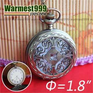   Vintage Bronze Charm Cross Quartz Pocket Watch Pendant Necklace HB045