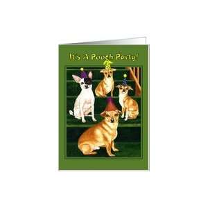 Dog Birthday Party Invitation   Chihuahua Puppies Card