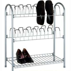  12 Pair Chrome Shoe Rack with Shelf by Organize It All 