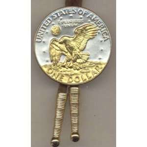   Coin Bolo Tie   Eisenhower dollar reverse (Eagle, earth & moon in Gold