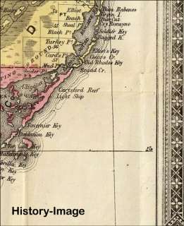 1870 LARGE DETAILED SURVEY WALL MAP FLORIDA  