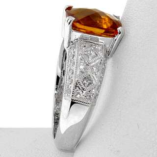 14K Orange Citrine Gem & 0.60ct Diamond Gemstone Ring  