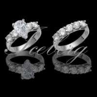 95 Carat Pear Shape Diamond Bridal Ring Set D SI1 EGL  