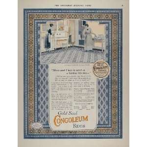  1921 Vintage Ad Congoleum Gold Seal Rug Kitchen Floor 