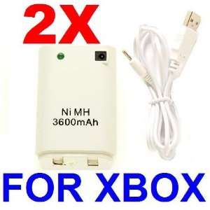  2x CONTROLLER BATTERY PACK + CHARGE CABLE KIT FOR XBOX 360 