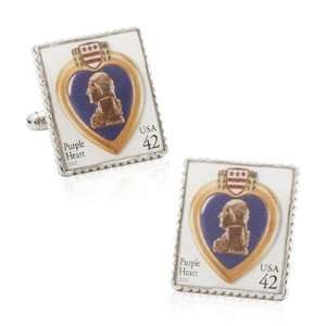  Purple Heart Stamp Cufflinks Jewelry