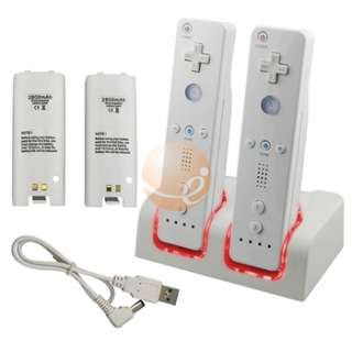 Dual Charging Station+USB Ethernet LAN Adapter For Nintendo Wii  