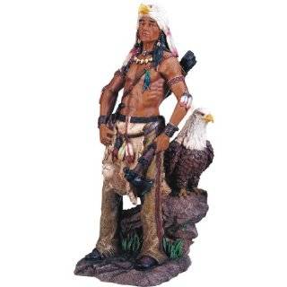 Native American Warrior w/ Eagle Collectible Indian Figurine Sculpture