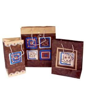  Coffee Themed 3 Piece Gift Bag Set With Tissue Case Pack 