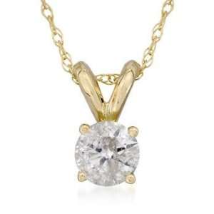   Diamond Solitaire Pendant Necklace In 14kt Yellow Gold. 18 Jewelry