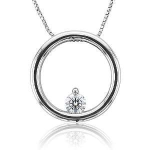 18k White Gold Solitaire IDEAL CUT Diamond Pendant Necklace (FG, VS SI 
