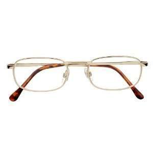 Dr. Dean Edell (D10) Rectangle Reading Glasses, Gold With Pocket Clip 