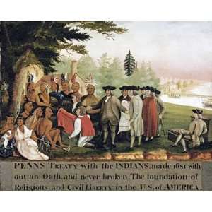 Penns Treaty With The Indians by Edward Hicks. Size 22.00 X 17.50 Art 