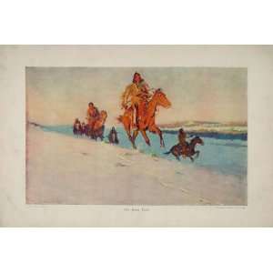 1909 Print Frederic Remington Snow Trail Indian Horse   Original Print