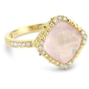  Katie Decker Stackable 18k Rose Quartz and Diamond Ring 