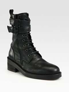 Ann Demeulemeester   Leather Lace Up Buckle Ankle Boots