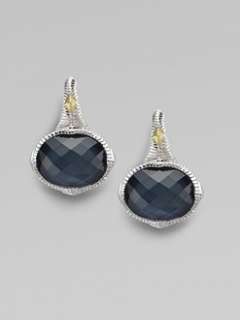 Judith Ripka   Blue Quartz & Hematite Doublet Oval Stone Earrings