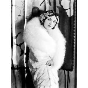 Pola Negri Wearing a White Knee Length Fur Llate, Late 1920s 