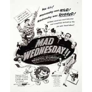  1950 Ad Mad Wednesday Movie Harold Lloyd Preston Sturges 