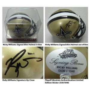Ricky Williams Autographed Mini Helmet   Playoff Absolute Ltd Ed 