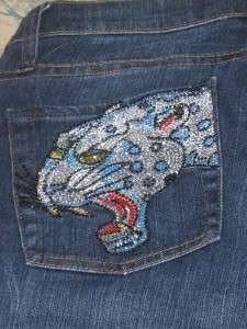 This is a pair of Ed Hardy Jeans. NWT. Ocean color. Rhinestone Panther 