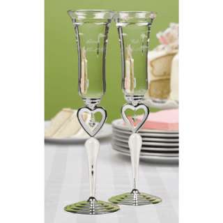 Personalized Wedding Champagne Flutes Heart to Heart  