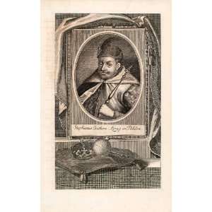  1721 Copper Engraving Portrait Stephen Bathory Prince 