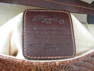 FOSSIL 75082 Vtg Wood Fob~Woven & Leather Shoulder Bag  