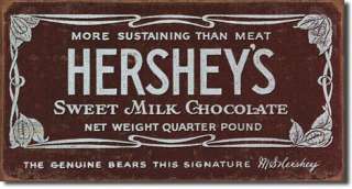 Vintage Retro Tin Sign Hersheys Milk Chocolate Bar  