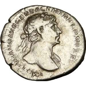 TRAJAN 112AD Ancient Rare Genuine Silver Roman Coin WELFARE Abundantia 