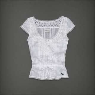 Abercrombie Women White Sheer Floral Lace Crochet Top Shirt Small 