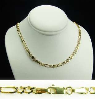 14K Yellow Two Tone Gold Figaro Chain Necklace 4mm 18  