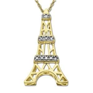   14k Yellow Gold Eiffel Tower with Diamond Accent Pendant, 18 Jewelry