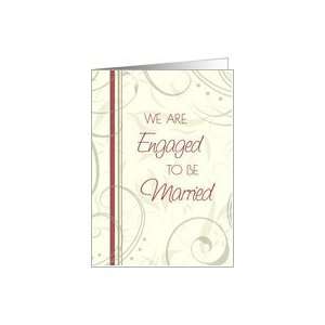  Engagement Announcement   Red & Beige Swirls Card Health 