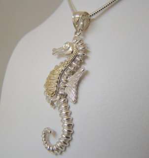 Sterling Silver & 14KT Gold Seahorse Pendant  