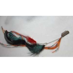  Orange Red and Blue Feather Hair Extension Beauty