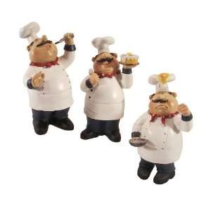  Funny chef waiter figurines 3pc set