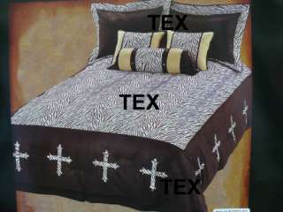 Western Decor Zebra Stripe Cross Comforter Bedding Set  