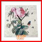 11.8 Flower Painting Wooden Interior Wall Clock /Decor/Home/An 