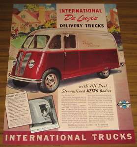 1940 Ad International Deluxe Delivery Trucks Van  