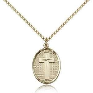 Gold Filled Cross Medal Pendant 3/4 x 1/2 Inches 0883GF  Comes With 
