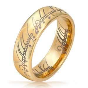   Lord of The Rings Style Gold Plated Polished Tungsten Ring Pendant 7mm