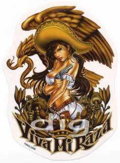 Sexy MEXICAN PINUP GIRL in Sombrero & Gun Sticker/Decal  
