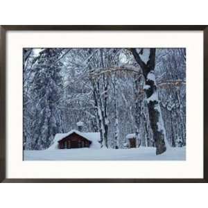  Log Cabin in Snowy Woods, Chippewa County, Michigan, USA 