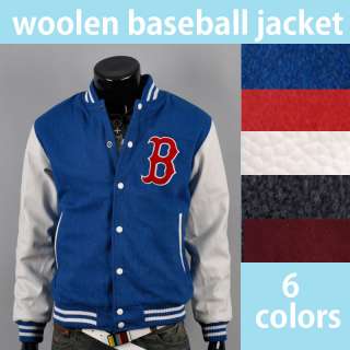   classic baseball letterman varsity college wool leather jacket  