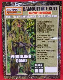 description ghillie camoflage suit in woodland camo adult med lg