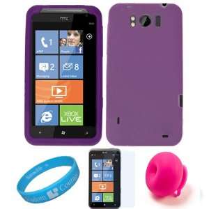 Purple Smooth Rubber Soft Silicone Protective Skin Cover For AT&T HTC 